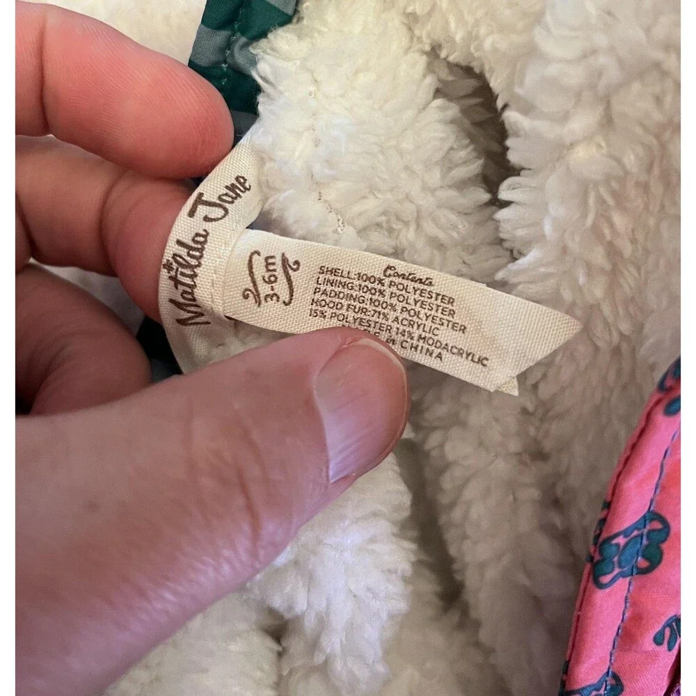 Matilda Jane Snowsuit Girls 3-6 Months Multicolor Floral Puffer Hooded Fur Trim